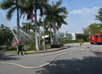 Fire protection and rescue rehearsal at KIZUNA 1 Serviced Factory