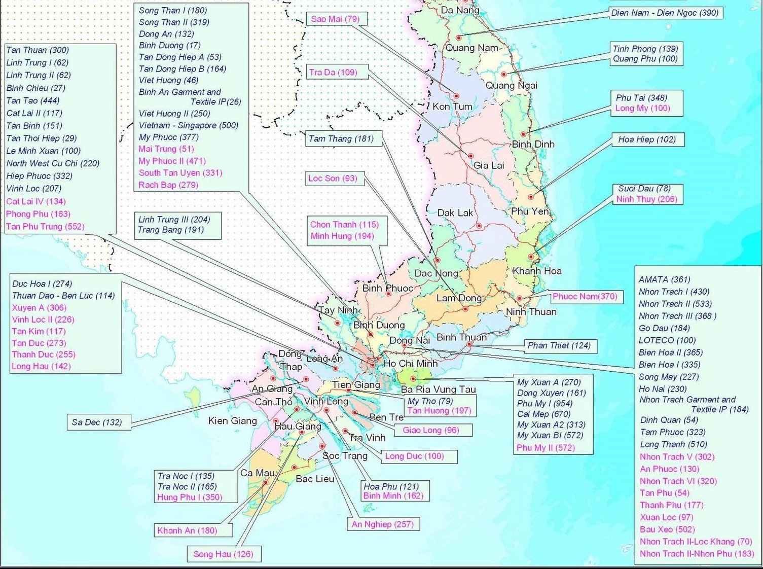 2020年のホーチミン工業団地 地図