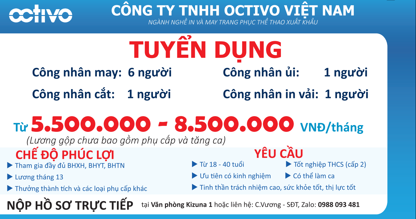 [CÔNG TY MỚI] Octivo Việt Nam - TUYỂN DỤNG NHIỀU VỊ TRÍ