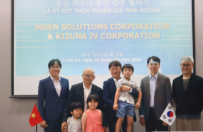 The signing ceremony of the Workshop Reservation Agreement between Mgen Solutions Co., Ltd. and Kizuna JV Corporation