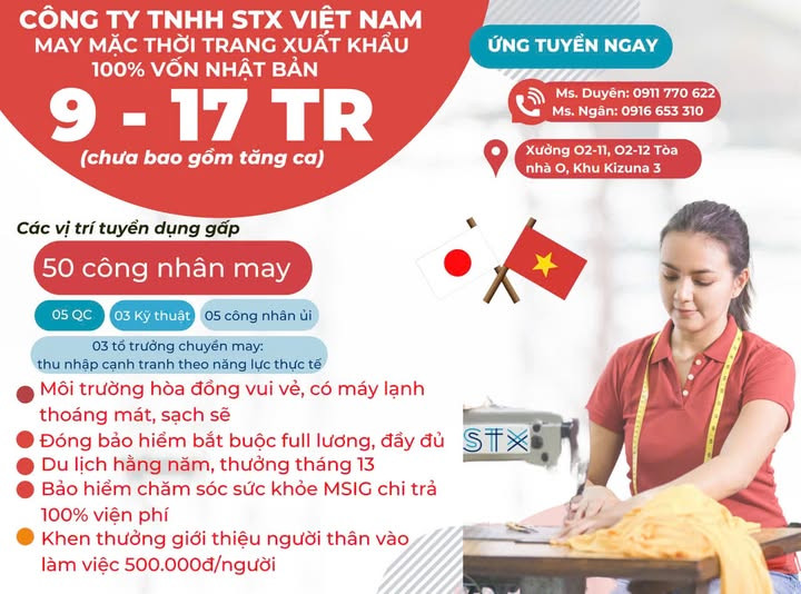 CÔNG TY TNHH STX VIỆT NAM - TUYỂN DỤNG GẤP